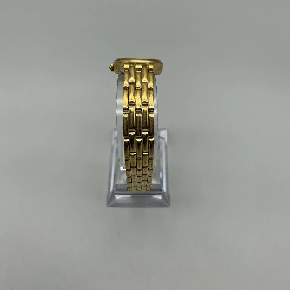 Pulsar Womens Watch 20mm Black Dial Gold Tone V238-X005 New Battery 7.25